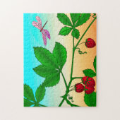 Erdbeeren an einer Branche und Libelle Puzzle (Vertikal)