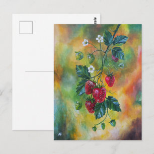 Erdbeeren an einer Sommerrebe von Alfred Fox Postkarte