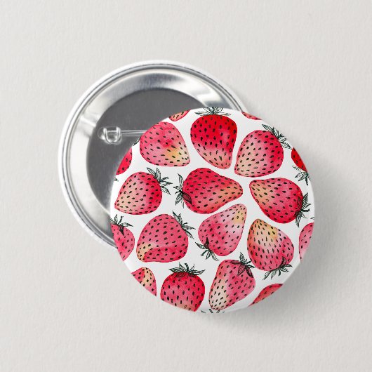 Erdbeeren, Aquarell und Tinte Button (Vorne & Hinten)