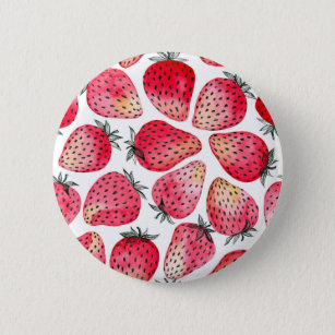 Erdbeeren, Aquarell und Tinte Button