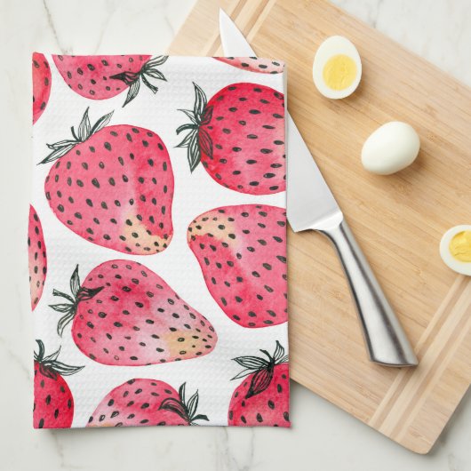 Erdbeeren, Aquarell und Tinte Geschirrtuch (Viertel Falte)