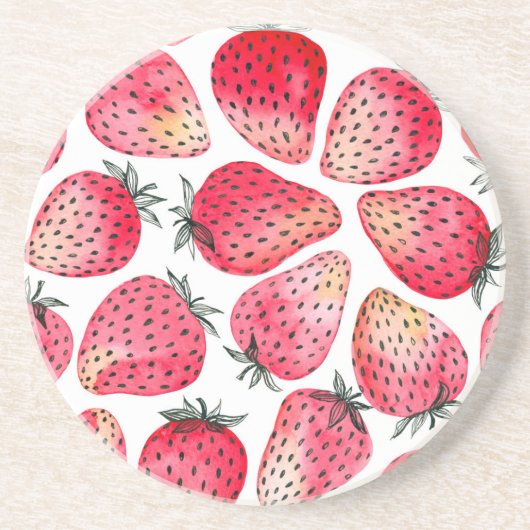 Erdbeeren, Aquarell und Tinte Getränkeuntersetzer (Vorne)