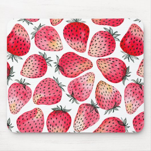 Erdbeeren, Aquarell und Tinte Mousepad (Vorne)