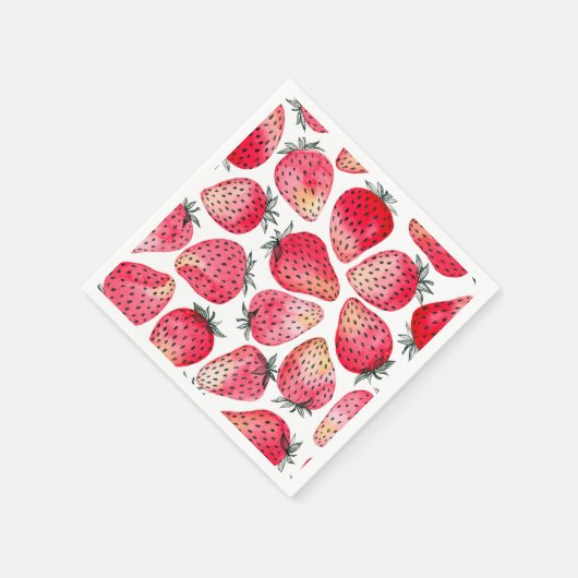 Erdbeeren, Aquarell und Tinte Serviette (Ecke)