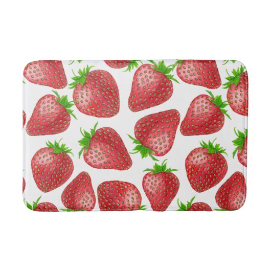 Erdbeeren-Aquarellmuster Badematte (Vorderseite)