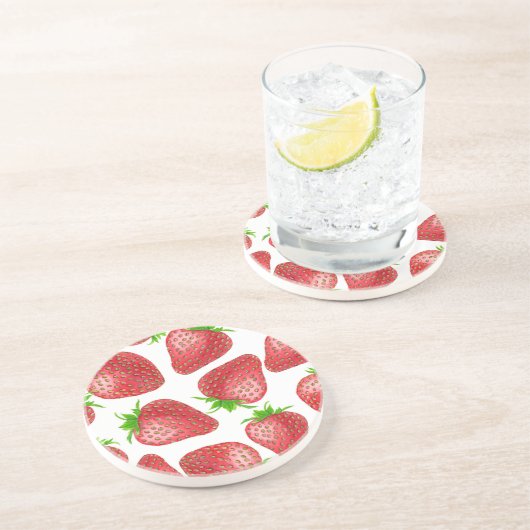 Erdbeeren-Aquarellmuster Getränkeuntersetzer (Seite)