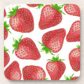 Erdbeeren-Aquarellmuster Getränkeuntersetzer (Vorderseite)