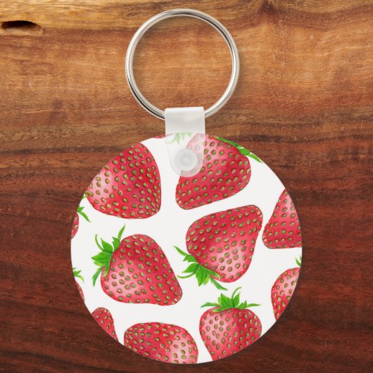 Erdbeeren-Aquarellmuster Schlüsselanhänger (Vorderseite)