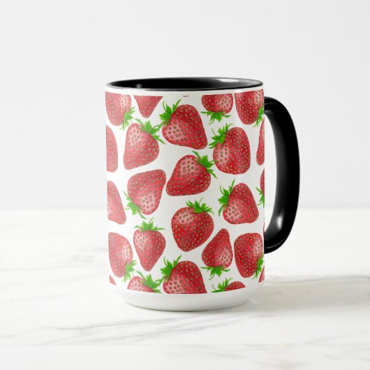 Erdbeeren-Aquarellmuster Tasse (VorderseiteRechts)