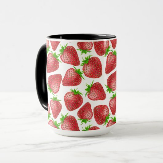 Erdbeeren-Aquarellmuster Tasse (Vorderseite Links)