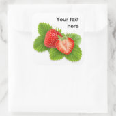 Erdbeeren auf Blätter Quadratischer Aufkleber (Tasche)
