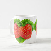 Erdbeeren auf Blättern Kaffeetasse (Vorderseite Links)