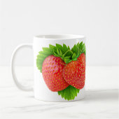 Erdbeeren auf Blättern Kaffeetasse (Links)