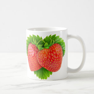 Erdbeeren auf Blättern Kaffeetasse