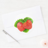 Erdbeeren auf Blättern Runder Aufkleber (Umschlag)