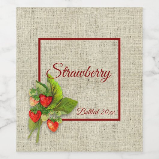 Erdbeeren auf Burlap Weinetikett (Einzelnes Label)