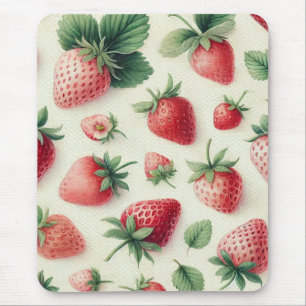 Erdbeeren auf Creme-Wasserfarbbeeren Mousepad