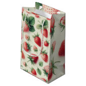 Erdbeeren auf Cremefarbenbeeren Kleine Geschenktüte (Rückseite Schrägansicht)