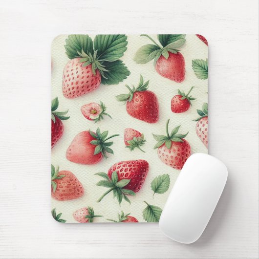 Erdbeeren auf Cremefarbenbeeren Mousepad (Mit Mouse)