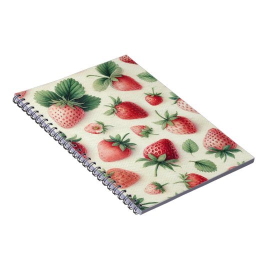 Erdbeeren auf Cremefarbenbeeren Notizblock (Rechte Seite)