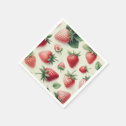 Erdbeeren auf Cremefarbenbeeren Serviette (Ecke)