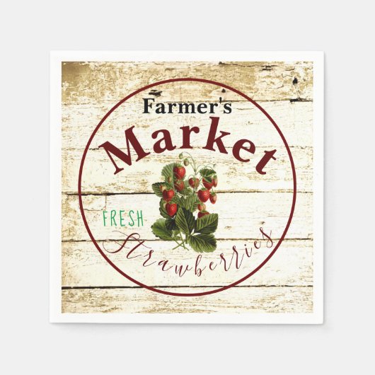 Erdbeeren auf dem Bauernmarkt Serviette (Vorderseite)