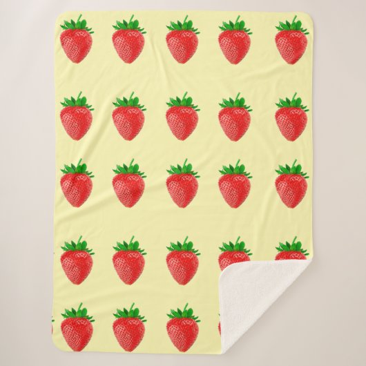 Erdbeeren auf dem Gelben Sherpa-Blanket Sherpadecke (Vorderseite)