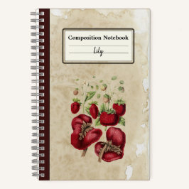 Erdbeeren auf einem Personalisierten, alten Papier Notizblock