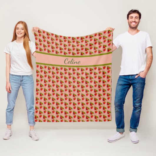 Erdbeeren auf einem rosa Hintergrund in Stoffoptik Fleecedecke (Beispiel)