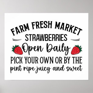 Erdbeeren auf frischem Markt Poster