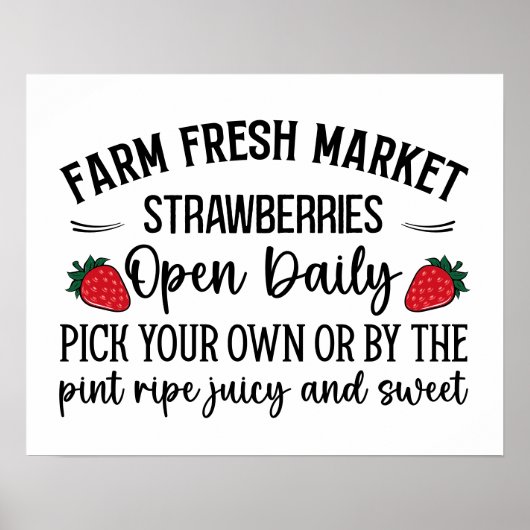 Erdbeeren auf frischem Markt Poster (Vorne)