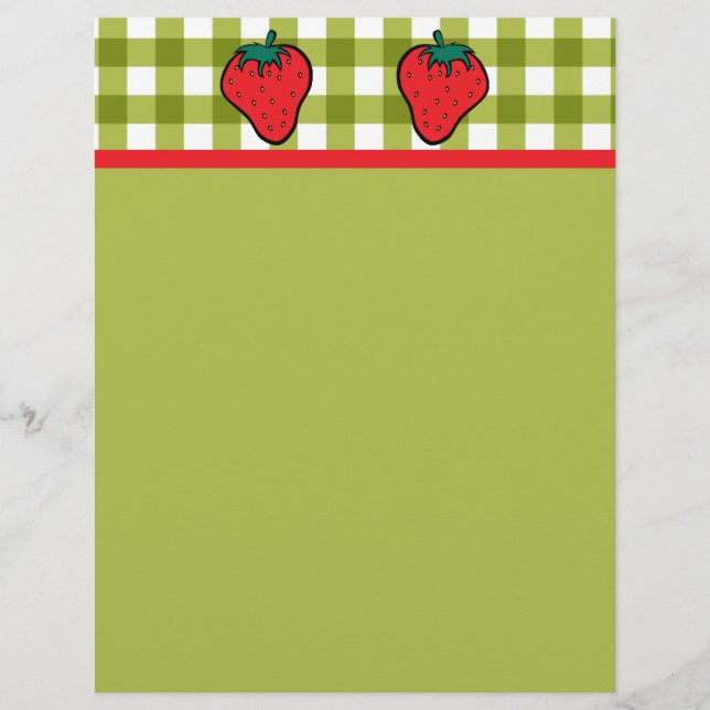 Erdbeeren auf Green Gingham (Vorderseite)
