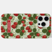 Erdbeeren auf grünem Monogramm Case-Mate iPhone Hülle (Rückseite (Horizontal))