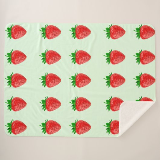 Erdbeeren auf grünem Sherpa-Blanket Sherpadecke (Vorderseite (Horizontal))