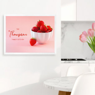 Erdbeeren auf rosa Foto Benutzerdefinierte Familie Poster