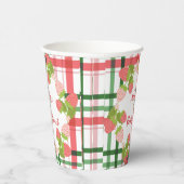 Erdbeeren auf rosa grün Kariert mit Namen Pappbecher (Rechts)