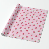 Erdbeeren auf rosa Watercolor Wrapping Paper Geschenkpapier (Ungerollt)