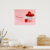 Erdbeeren auf rosafarbenem Foto Wohnküche Poster (Küche)