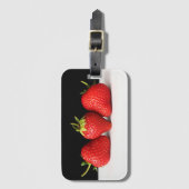 Erdbeeren auf schwarz-weiß bc ltcnm gepäckanhänger (Vorderseite Vertikal)