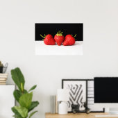 Erdbeeren auf schwarz-weiß poster (Heimbüro)