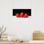 Erdbeeren auf schwarz-weiß poster (Küche)