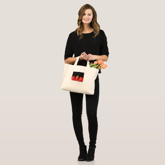 Erdbeeren auf schwarz-weiß ttcna mini stoffbeutel (Vorderseite (Model))