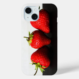 Erdbeeren auf Weiß über Schwarz Case-Mate iPhone Hülle