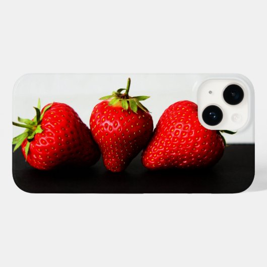 Erdbeeren auf Weiß über Schwarz Case-Mate iPhone Hülle (Rückseite (Horizontal))