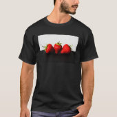 Erdbeeren auf Weiß über schwarzen Mikrometern T-Shirt (Vorderseite)