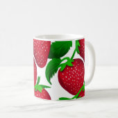 Erdbeeren auf weißem Grundmuster Kaffeetasse (VorderseiteRechts)