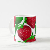 Erdbeeren auf weißem Grundmuster Kaffeetasse (Vorderseite Links)