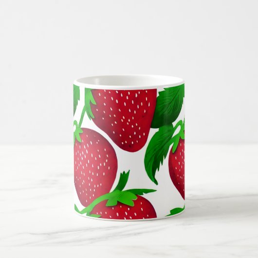 Erdbeeren auf weißem Grundmuster Kaffeetasse (Mittel)