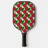 Erdbeeren auf weißem Grundmuster Pickleball Schläger (Vorderseite)