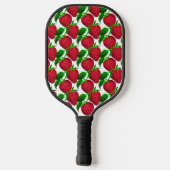 Erdbeeren auf weißem Grundmuster Pickleball Schläger (Rückseite)